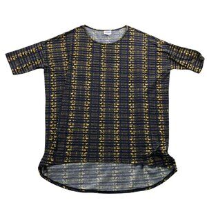 Lularoe Women T-Shirt Large Short Sleeve Geometric High Low Tunic Top Casual Y2K